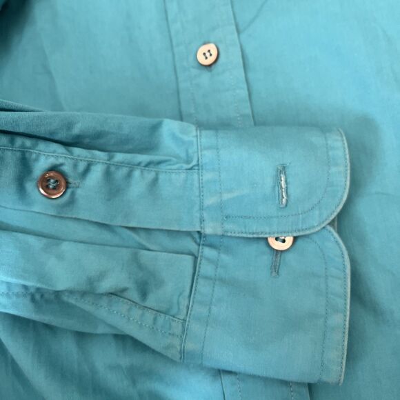 Vtg 80s Ellen Tracy Shirt 10 Cotton Baby Blue Western Cowgirl Ranch Barn w/stain - Picture 8 of 10